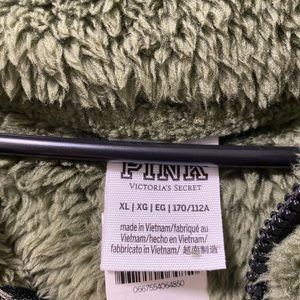 PINK Fluffy Full Zip Crewneck Sweater.